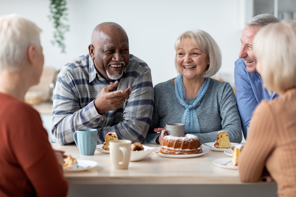 Senior friends in assisted living apartments near me.