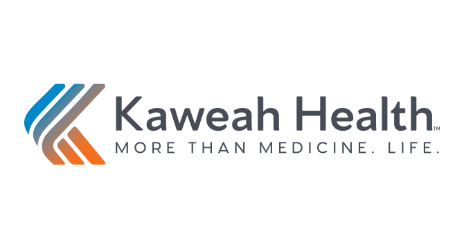 Logo of Kaweah Health with tagline "More Than Medicine. Life." Features stylized design elements in blue, gray, and orange.